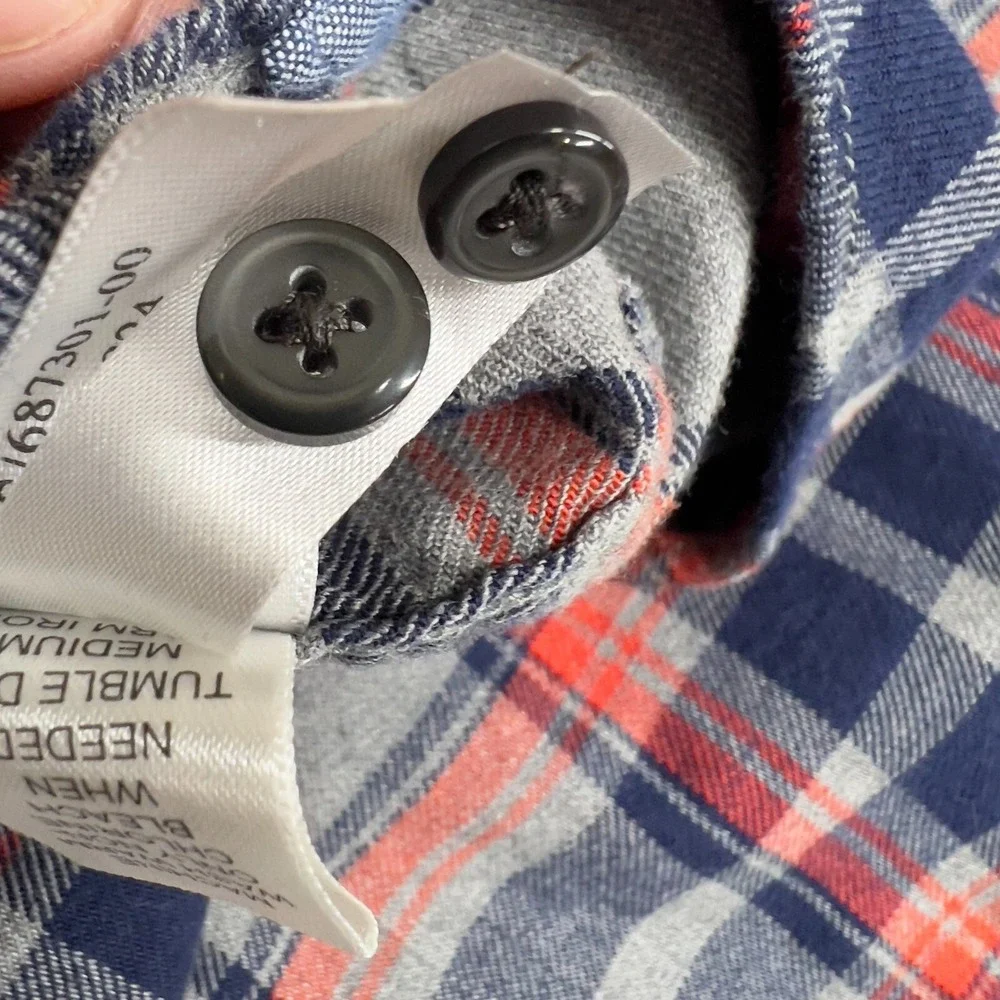 Banana Republic Shirt Mens Large Gray Red Plaid Button Up Casual Preppy Career